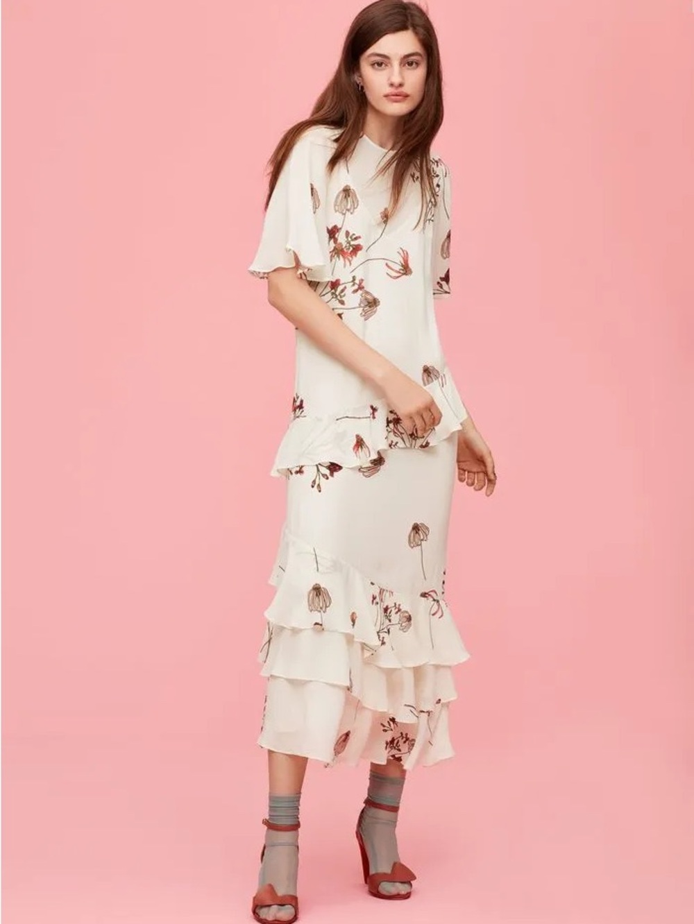 Little Moon teline floral tiered ruffle maxi dress